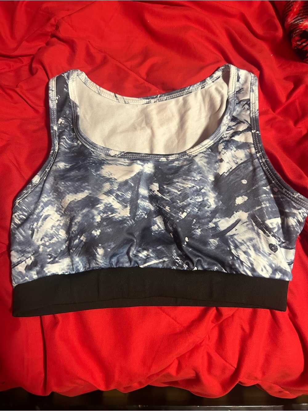 Forever 21 Blue Marble Print Sports Bra with Black Band